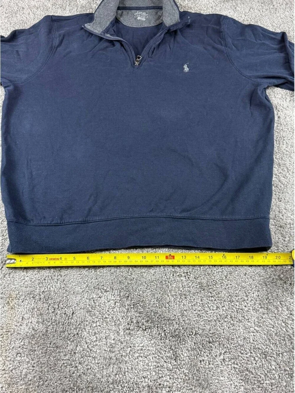 Polo Ralph Lauren Quarter Zip Pullover Navy Blue Size Large Cotton